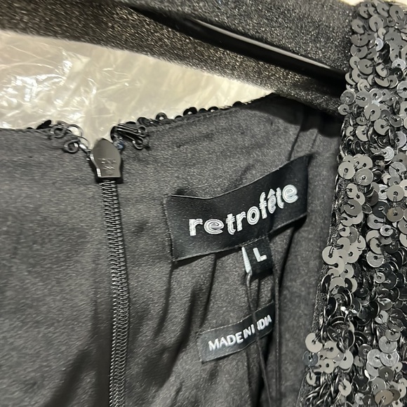 ‼️last call Retrofete Aubrey black sequence mini Long sleeve dress - Picture 4 of 8